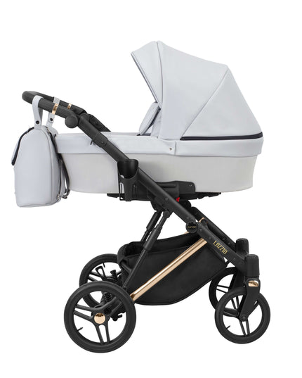 Kunert Lazzio Stroller Color: Lazzio White Eco Leather Frame Color: Rose Golden Frame Combo: 2 IN 1 KIDZNBABY