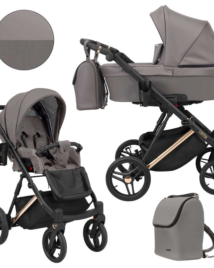 Kunert Lazzio Stroller Color: Lazzio Graphite Eco Leather Frame Color: Rose Golden Frame Combo: 2 IN 1 KIDZNBABY