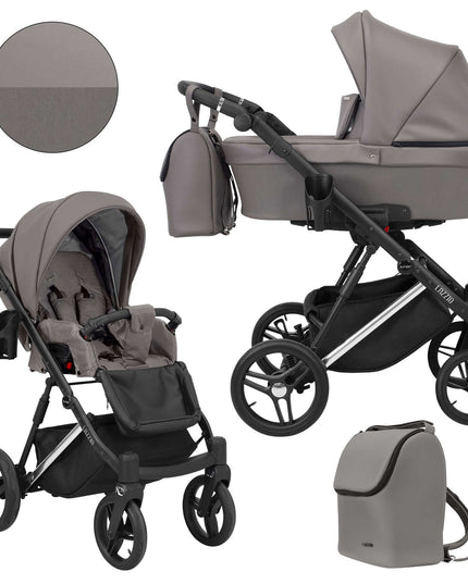 Kunert Lazzio Stroller Color: Lazzio Graphite Eco Leather Frame Color: Silver Frame Combo: 2 IN 1 KIDZNBABY