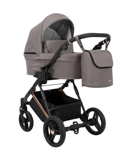 Kunert Lazzio Stroller Color: Lazzio Graphite Eco Leather Frame Color: Rose Golden Frame Combo: 2 IN 1 KIDZNBABY