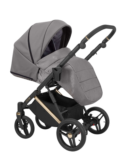 Kunert Lazzio Stroller Color: Lazzio Graphite Eco Leather Frame Color: Rose Golden Frame Combo: 2 IN 1 KIDZNBABY