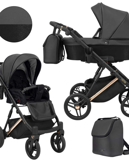 Kunert Lazzio Stroller Color: Lazzio Black Eco Leather Frame Color: Rose Golden Frame Combo: 2 IN 1 KIDZNBABY