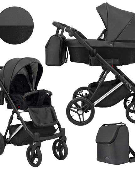 Kunert Lazzio Stroller Color: Lazzio Black Eco Leather Frame Color: Silver Frame Combo: 2 IN 1 KIDZNBABY