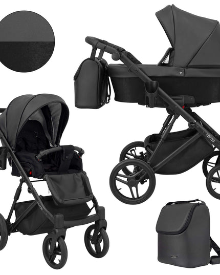 Kunert Lazzio Stroller Color: Lazzio Black Eco Leather Frame Color: Black Frame Combo: 2 IN 1 KIDZNBABY