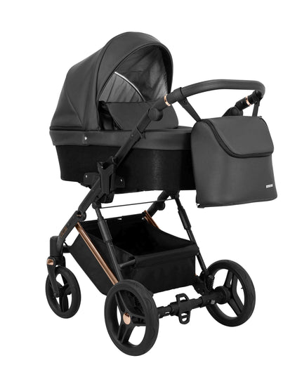 Kunert Lazzio Stroller Color: Lazzio Black Eco Leather Frame Color: Silver Frame Combo: 2 IN 1 KIDZNBABY