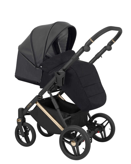 Kunert Lazzio Stroller Color: Lazzio Black Eco Leather Frame Color: Rose Golden Frame Combo: 2 IN 1 KIDZNBABY