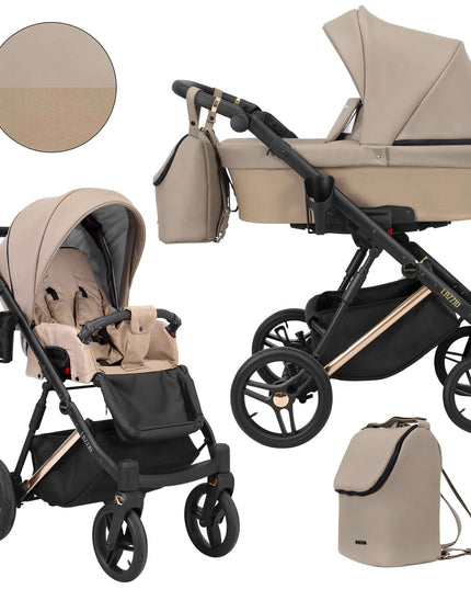 Kunert Lazzio Stroller Color: Lazzio Cappuccino Eco Leather Frame Color: Rose Golden Frame Combo: 2 IN 1 KIDZNBABY