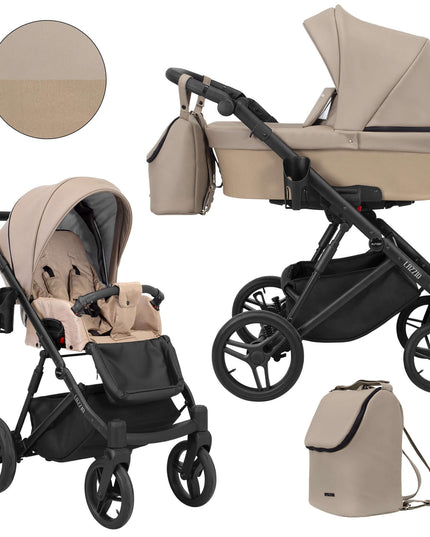 Kunert Lazzio Stroller Color: Lazzio Cappuccino Eco Leather Frame Color: Black Frame Combo: 2 IN 1 KIDZNBABY