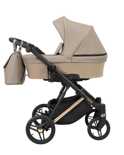 Kunert Lazzio Stroller Color: Lazzio Cappuccino Eco Leather Frame Color: Rose Golden Frame Combo: 2 IN 1 KIDZNBABY