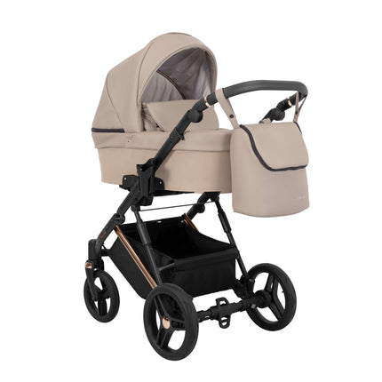 Kunert Lazzio Stroller Color: Lazzio Cappuccino Eco Leather Frame Color: Rose Golden Frame Combo: 2 IN 1 KIDZNBABY