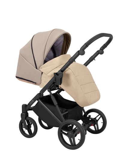 Kunert Lazzio Stroller Color: Lazzio Cappuccino Eco Leather Frame Color: Black Frame Combo: 2 IN 1 KIDZNBABY