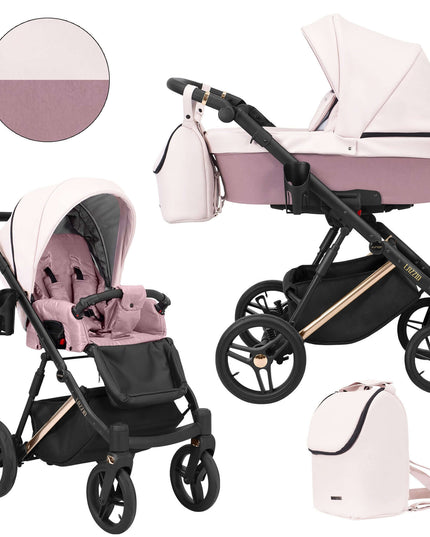 Kunert Lazzio Stroller Color: Lazzio Pink Eco Leather Frame Color: Rose Golden Frame Combo: 2 IN 1 KIDZNBABY