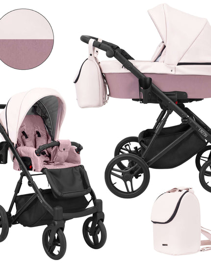 Kunert Lazzio Stroller Color: Lazzio Pink Eco Leather Frame Color: Black Frame Combo: 2 IN 1 KIDZNBABY