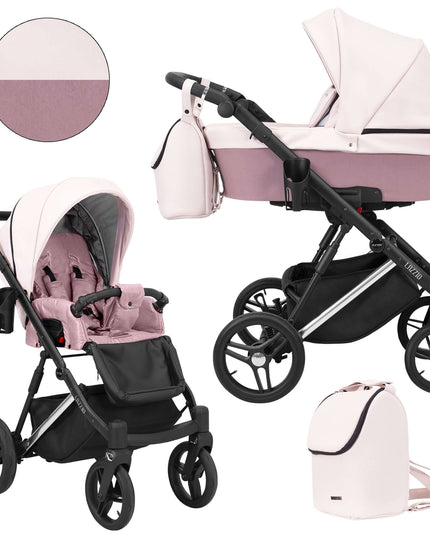 Kunert Lazzio Stroller Color: Lazzio Pink Eco Leather Frame Color: Silver Frame Combo: 2 IN 1 KIDZNBABY