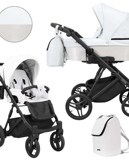 Kunert Lazzio Stroller Color: Lazzio White Eco Leather Frame Color: Black Frame Combo: 2 IN 1 KIDZNBABY