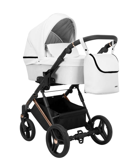 Kunert Lazzio Stroller Color: Lazzio White Eco Leather Frame Color: Rose Golden Frame Combo: 2 IN 1 KIDZNBABY