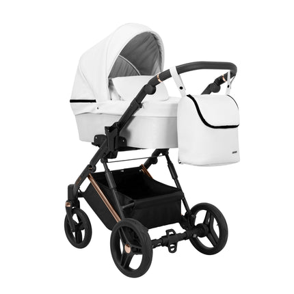 Kunert Lazzio Stroller Color: Lazzio White Eco Leather Frame Color: Rose Golden Frame Combo: 2 IN 1 KIDZNBABY