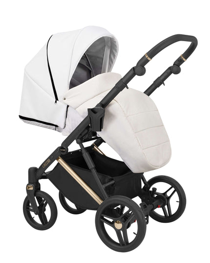 Kunert Lazzio Stroller Color: Lazzio White Eco Leather Frame Color: Rose Golden Frame Combo: 2 IN 1 KIDZNBABY