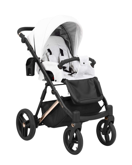 Kunert Lazzio Stroller Color: Lazzio White Eco Leather Frame Color: Rose Golden Frame Combo: 2 IN 1 KIDZNBABY