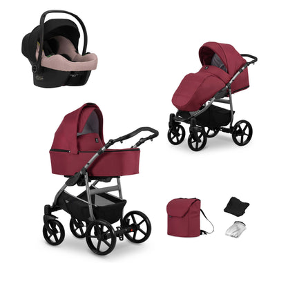 Kunert Mata Stroller Color: Mata Claret Frame Color: Graphite Frame Combo: 3 IN 1 (Includes Car Seat) KIDZNBABY