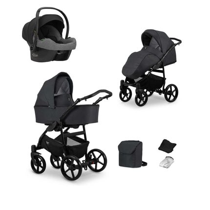 Kunert Mata Stroller Color: Mata Graphite Frame Color: Black Frame Combo: 3 IN 1 (Includes Car Seat) KIDZNBABY