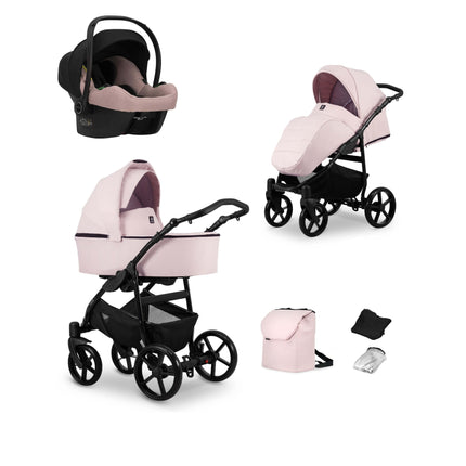Kunert Mata Stroller Color: Mata Pink Frame Color: Black Frame Combo: 3 IN 1 (Includes Car Seat) KIDZNBABY