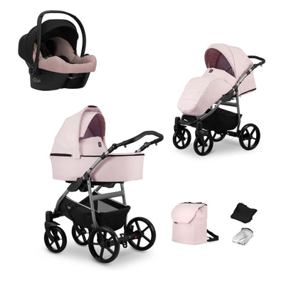 Kunert Mata Stroller Color: Mata Pink Frame Color: Graphite Frame Combo: 3 IN 1 (Includes Car Seat) KIDZNBABY