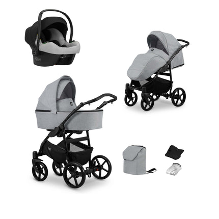 Kunert Mata Stroller Color: Mata Gray Frame Color: Black Frame Combo: 3 IN 1 (Includes Car Seat) KIDZNBABY