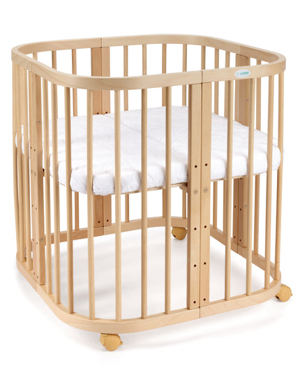 KidznBaby Waldin 7 in 1 Baby Crib with Mattress - Natural Wood