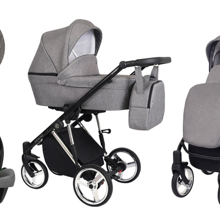 Kunert Molto Stroller Color: Molto Graphite Jeans Frame Color: Silver Frame Combo: 3 IN 1 (Includes Car Seat) KIDZNBABY