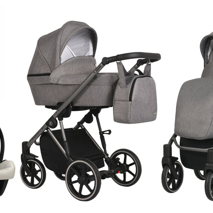 Kunert Molto Stroller Color: Molto Graphite Jeans Frame Color: Graphite Frame Combo: 4 IN 1 (Includes Car Seat + ISOFIX Base) KIDZNBABY