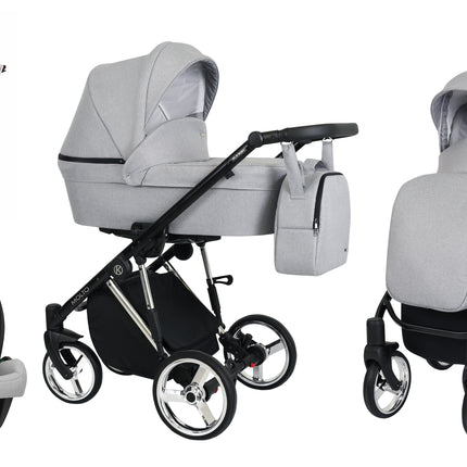 Kunert Molto Stroller Color: Molto Gray Frame Color: Silver Frame Combo: 4 IN 1 (Includes Car Seat + ISOFIX Base) KIDZNBABY