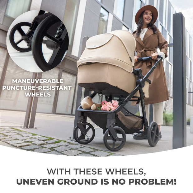 Durable puncture-resistant wheels on Kinderkraft NEWLY 3 IN 1