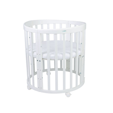 Waldin 7 in 1 Oval Baby Crib with Mattress - White For Sale
