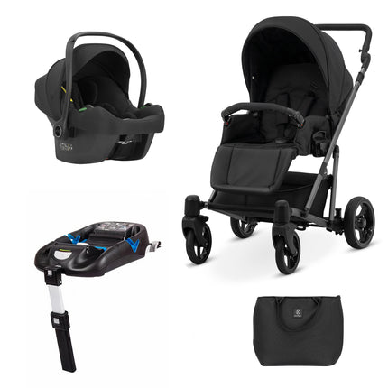 Kunert Stroller ROY in Black with Graphite Frame + Cosmo Car Seat and ISOFIX by KIDZNBABY