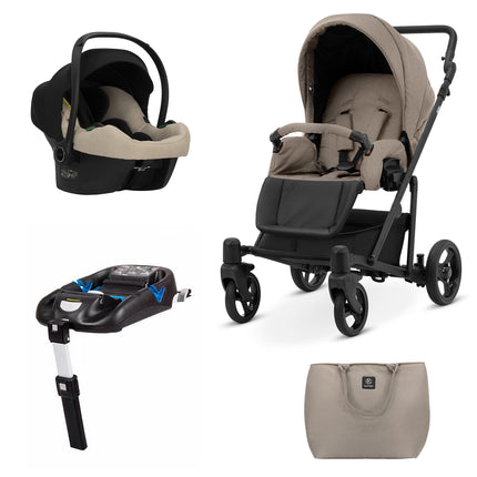 Kunert Stroller ROY in Mocca with Graphite Frame + Cosmo Car Seat and ISOFIX Base by KIDZNBABY