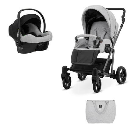 Kunert Stroller ROY in Gray with Graphite Frame + Cosmo Car Seat by KIDZNBABY