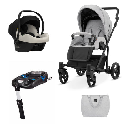 Kunert Stroller ROY in Gray with Black Frame + Cosmo Car Seat and ISOFIX Base by KIDZNBABY