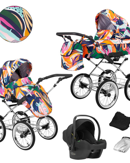 Kunert Romantic Stroller Color: Romantic Colorfull Frame Color: Chrome Frame Combo: 3 IN 1 (Includes Car Seat) KIDZNBABY