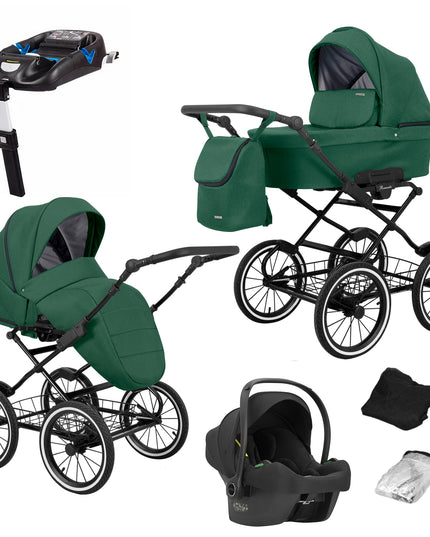 Kunert Romantic Stroller Color: Romantic Green Frame Color: Black Frame Combo: 4 IN 1 (Includes Car Seat + ISOFIX Base) KIDZNBABY