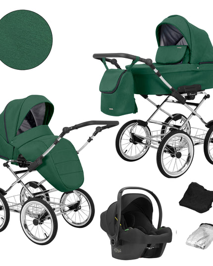 Kunert Romantic Stroller Color: Romantic Green Frame Color: Chrome Frame Combo: 3 IN 1 (Includes Car Seat) KIDZNBABY