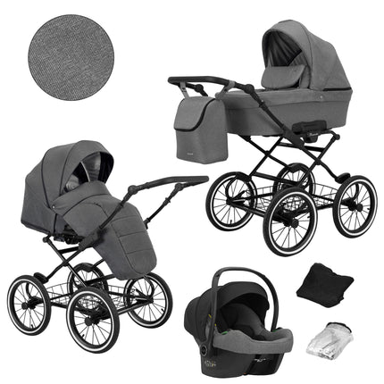 Kunert Romantic Stroller Color: Romantic Gray Frame Color: Black Frame Combo: 3 IN 1 (Includes Car Seat) KIDZNBABY