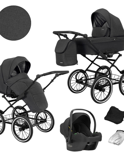 Kunert Romantic Stroller Color: Romantic Anthracite Frame Color: Black Frame Combo: 3 IN 1 (Includes Car Seat) KIDZNBABY