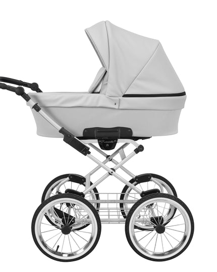 Kunert Stroller Romantic in Ash Eco Leather with White Frame by KIDZNBABY