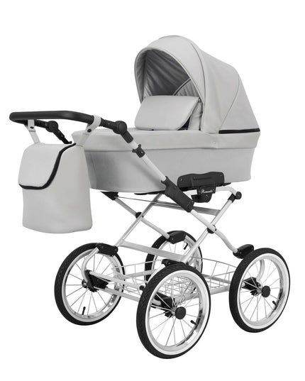 Kunert Stroller Romantic in Ash Eco Leather with White Frame by KIDZNBABY