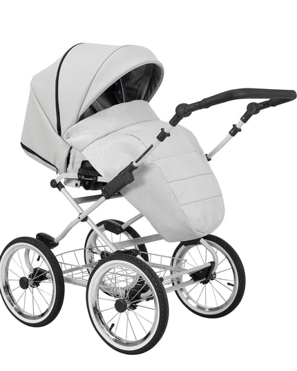 Kunert Stroller Romantic in Ash Eco Leather with White Frame by KIDZNBABY