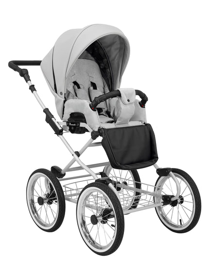 Kunert Stroller Romantic in Ash Eco Leather with White Frame by KIDZNBABY