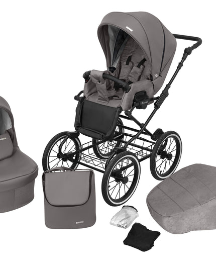 Kunert Stroller Romantic in Graphite Eco Leather with Black Frame by KIDZNBABY