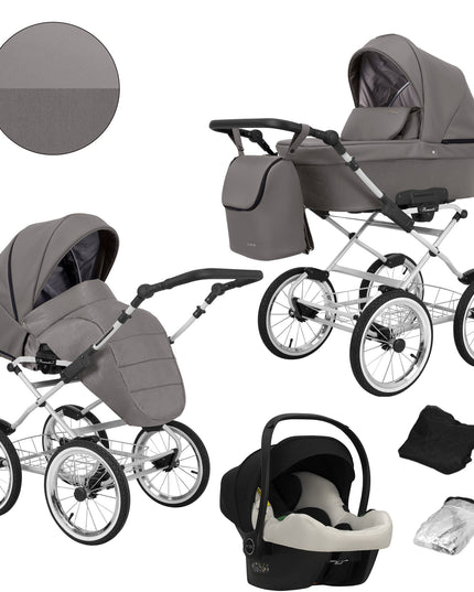 Kunert Romantic Stroller Color: Romantic Graphite Eco Leather Frame Color: Graphite Frame Combo: 3 IN 1 (Includes Car Seat) KIDZNBABY