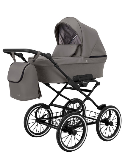 Kunert Stroller Romantic in Graphite Eco Leather with Black Frame by KIDZNBABY